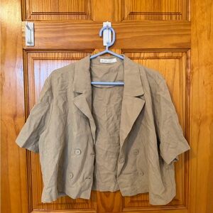 Women's Tan Double-Breasted Jacket